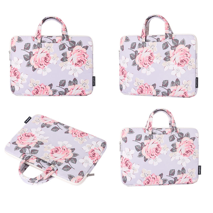 H40-B01 White Rose Pattern Laptop Case Bag Computer Liner Bag With Handle, Size: 13 Inch(Black) - 13.3 inch by buy2fix | Online Shopping UK | buy2fix