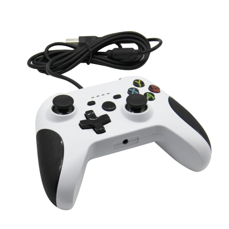 For XBOX One / PC HS-XO304 Wired Handle Dual Vibration With Headphone Jack, Cable Length: 1.8m(White) - Gamepad by buy2fix | Online Shopping UK | buy2fix