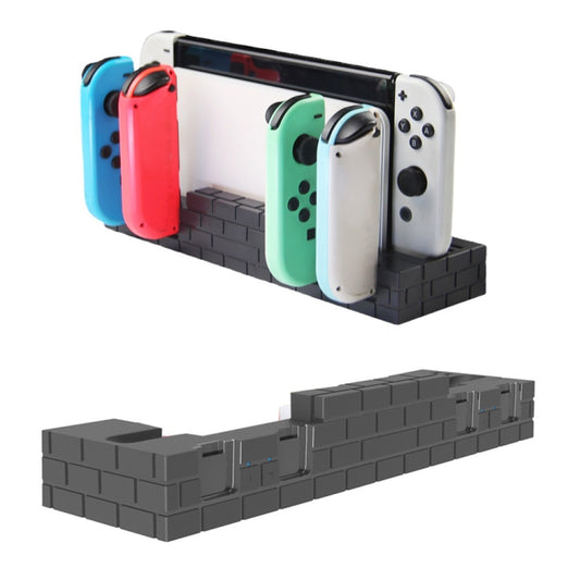 For Nintendo Switch / Switch OLED SW488 Power Bracket Game Card Storage Stand Handle Charging Seat(Black) - Holder by buy2fix | Online Shopping UK | buy2fix
