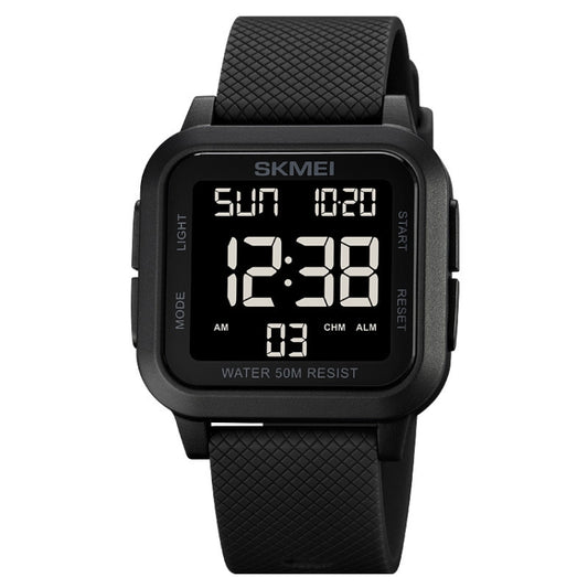 SKMEI 1894 Square Sports Waterproof Student Simple Multifunctional Luminous Watch(Black Black Machine) - Sport Watches by SKMEI | Online Shopping UK | buy2fix