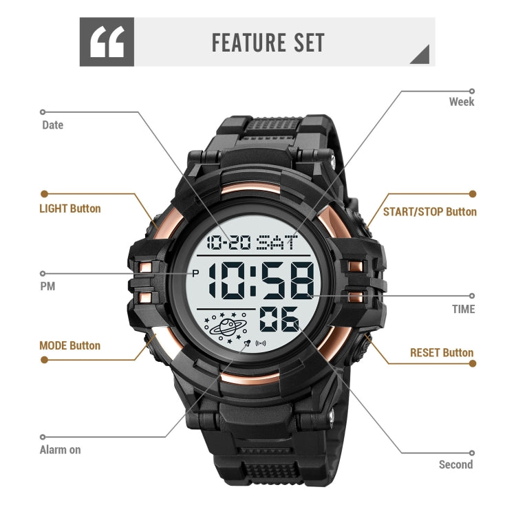 SKMEI 2003 Multifunctional Back Light Sports Watch Mens Countdown Date Alarm Clock Watch(Silver White Machine) - LED Digital Watches by SKMEI | Online Shopping UK | buy2fix