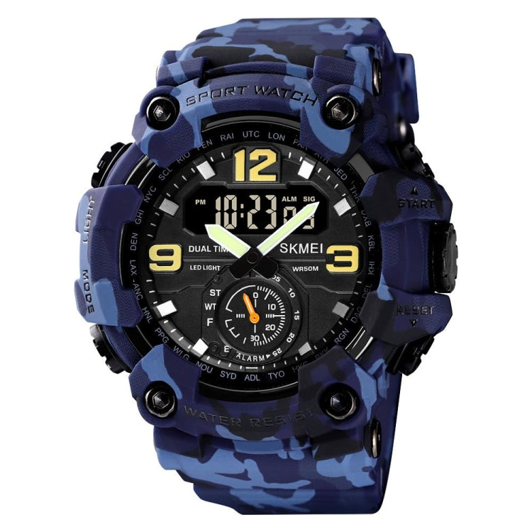 SKMEI 1637 Sports Digital Display Outdoor Shockproof Plastic Large Dial Men Watch, Color: Blue Camouflage - LED Digital Watches by SKMEI | Online Shopping UK | buy2fix