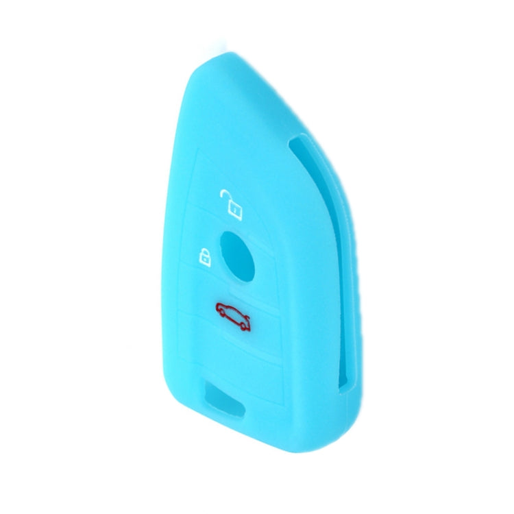For BMW 1 Series X4/X2/XM5 2pcs Soft Silicone Remote Key Cover(Luminous Blue) by buy2fix