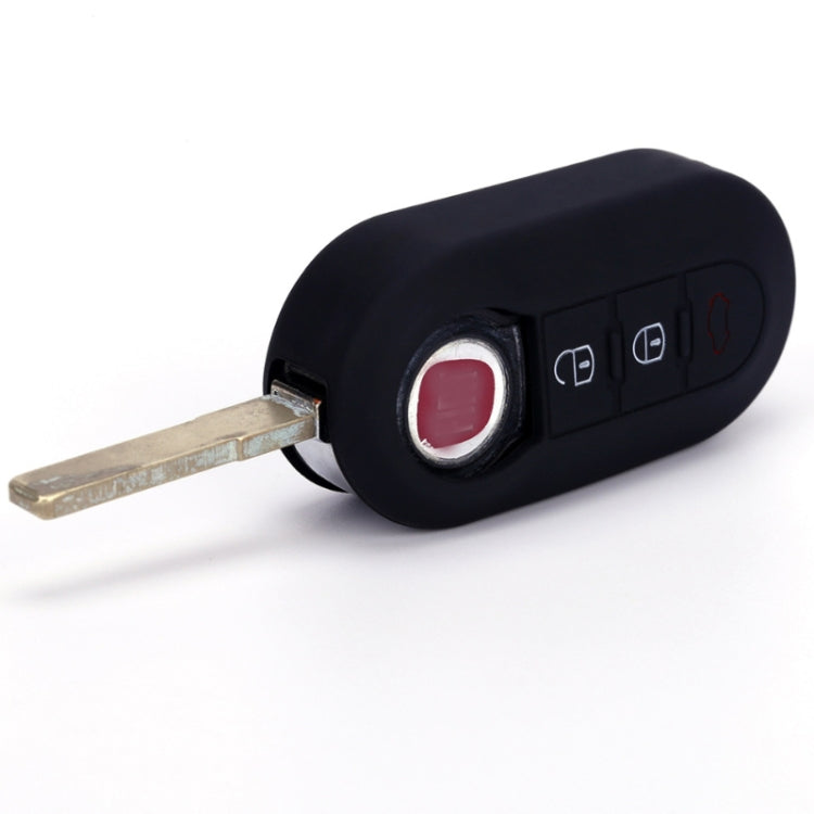For Fiat 500 2pcs Folding 3 Button Remote Control Silicone Case(Red) by buy2fix
