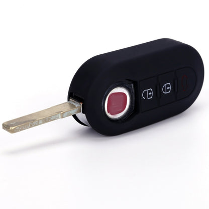 For Fiat 500 2pcs Folding 3 Button Remote Control Silicone Case(Rose Red) by buy2fix