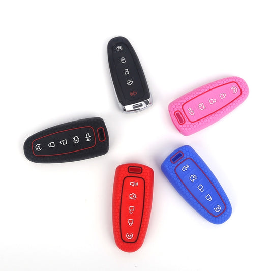 For Ford Edge/Explorer 2pcs 5-Button Key Silicone Case(Black) by buy2fix