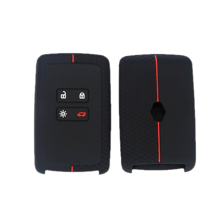 For Renault Koleos/Megane 2pcs 4 Button Honeycomb Pattern Silicone Key Cover(Black Red Line) by buy2fix