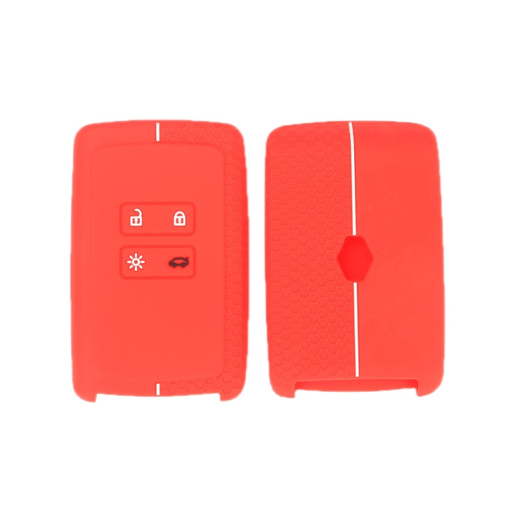 For Renault Koleos/Megane 2pcs 4 Button Honeycomb Pattern Silicone Key Cover(Red White Line) - In Car by buy2fix | Online Shopping UK | buy2fix