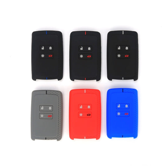 For Renault Koleos/Megane 2pcs 4 Button Honeycomb Pattern Silicone Key Cover(Sea Blue Black Line) by buy2fix