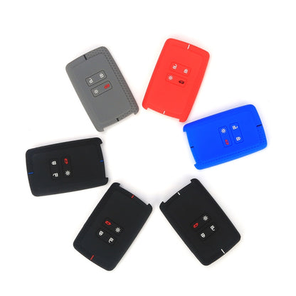 For Renault Koleos/Megane 2pcs 4 Button Honeycomb Pattern Silicone Key Cover(Sea Blue Black Line) by buy2fix