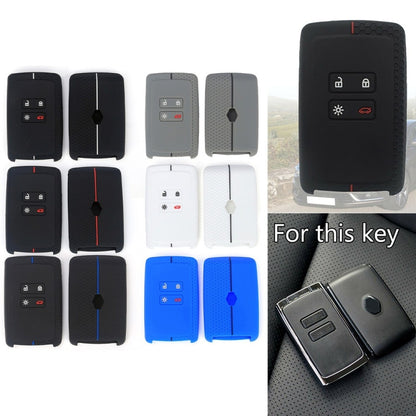 For Renault Koleos/Megane 2pcs 4 Button Honeycomb Pattern Silicone Key Cover(Sea Blue Black Line) by buy2fix