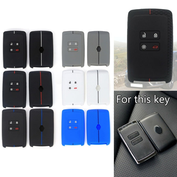 For Renault Koleos/Megane 2pcs 4 Button Honeycomb Pattern Silicone Key Cover(Black White Line) by buy2fix