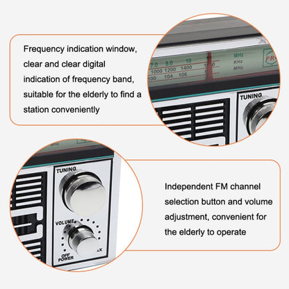 BAIJIALI BJL-1202AC Two Bands Retro Radio Portable Outdoor Large-capacity Storage Volume Speaker Player(Silver) - Consumer Electronics by BAIJIALI | Online Shopping UK | buy2fix
