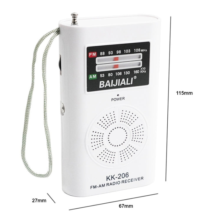 BAIJIALI KK-206 Mini Portable Radio Retro Pointer Multifunctional FM / AM Radio(White) - Consumer Electronics by BAIJIALI | Online Shopping UK | buy2fix