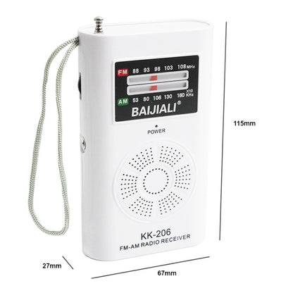 BAIJIALI KK-206 Mini Portable Radio Retro Pointer Multifunctional FM / AM Radio(White) - Consumer Electronics by BAIJIALI | Online Shopping UK | buy2fix