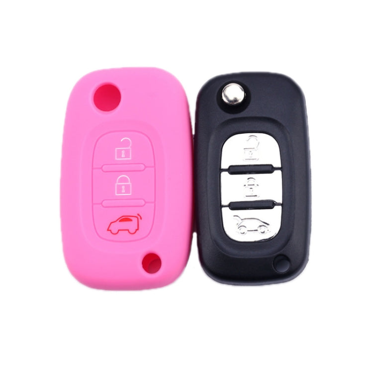 For Mercedes-Benz Smart Folding 2pcs 3 Button Silicone Key Case(Purple) - In Car by buy2fix | Online Shopping UK | buy2fix