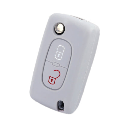2pcs Car Key Cover for Peugeot 206/207/4008/3008 Citroen Sega/Triumph/C5(White Gray) by buy2fix
