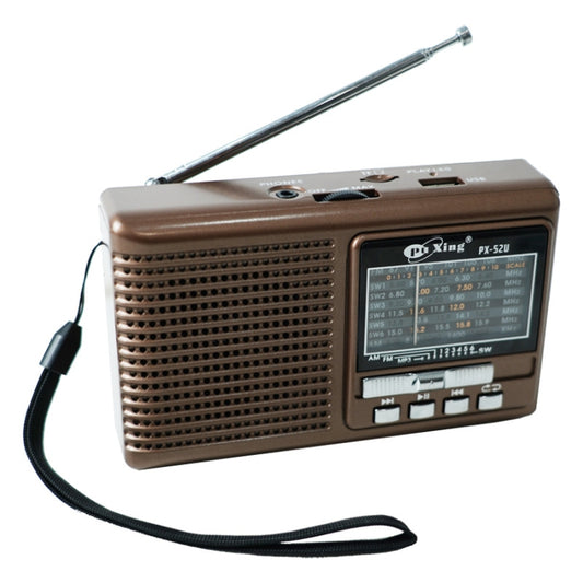 BAIJIALI PX-52U Brown Multi-band Retro Pointer Radio USB Plug In Card Radios - Consumer Electronics by BAIJIALI | Online Shopping UK | buy2fix