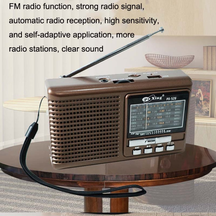 BAIJIALI PX-52U Brown Multi-band Retro Pointer Radio USB Plug In Card Radios - Consumer Electronics by BAIJIALI | Online Shopping UK | buy2fix