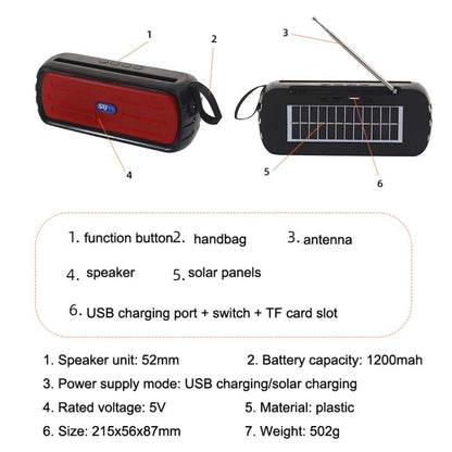 BAIJIALI SY-918 Solar Emergency Radio Read U Disk Large Volume Speaker LED Light Portable Player(Blue) - Consumer Electronics by BAIJIALI | Online Shopping UK | buy2fix