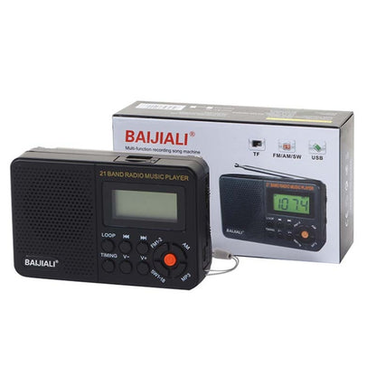 BAIJIALI BJL-166 Full Band Retro Radio Multifunctional Built-in Speaker Player(Black) - Consumer Electronics by BAIJIALI | Online Shopping UK | buy2fix