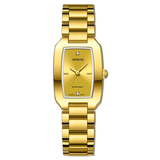 BINBOND N321 Square Temperament Metal 30M Waterproof Quartz Watch, Color: Gold - Metal Strap Watches by BINBOND | Online Shopping UK | buy2fix