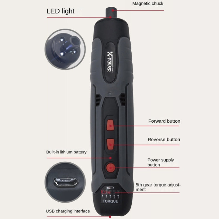 X-power Household Straight Rod Electric Screwdriver(KCS217-P26B) - Screwdriver Tools by X-power | Online Shopping UK | buy2fix