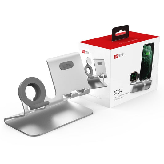 AhaStyle ST04 Aluminum Alloy Charging Base, For 4-8 inch Smart Phone&Apple Watch Series(Silver) by AhaStyle