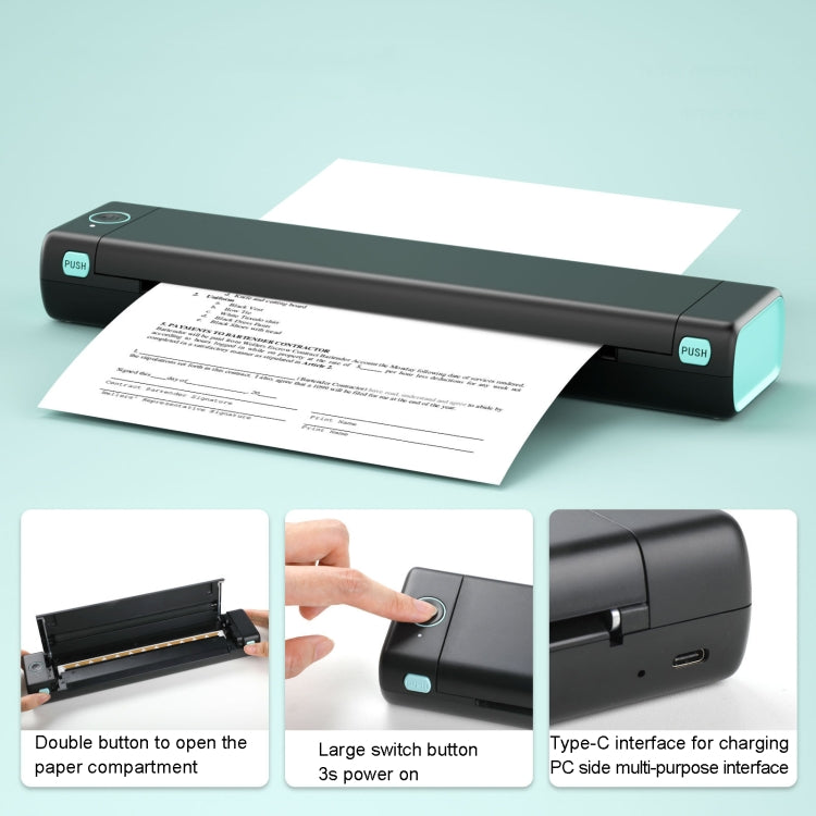 M08F Bluetooth Wireless Handheld Portable Thermal Printer(Black Green Tattoo Version) - Printer by buy2fix | Online Shopping UK | buy2fix