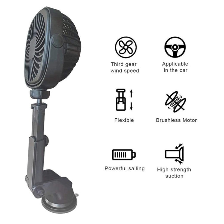 Car Suction Cup Fan Desktop Dormitory Office Kitchen Fan(Black) - In Car by buy2fix | Online Shopping UK | buy2fix