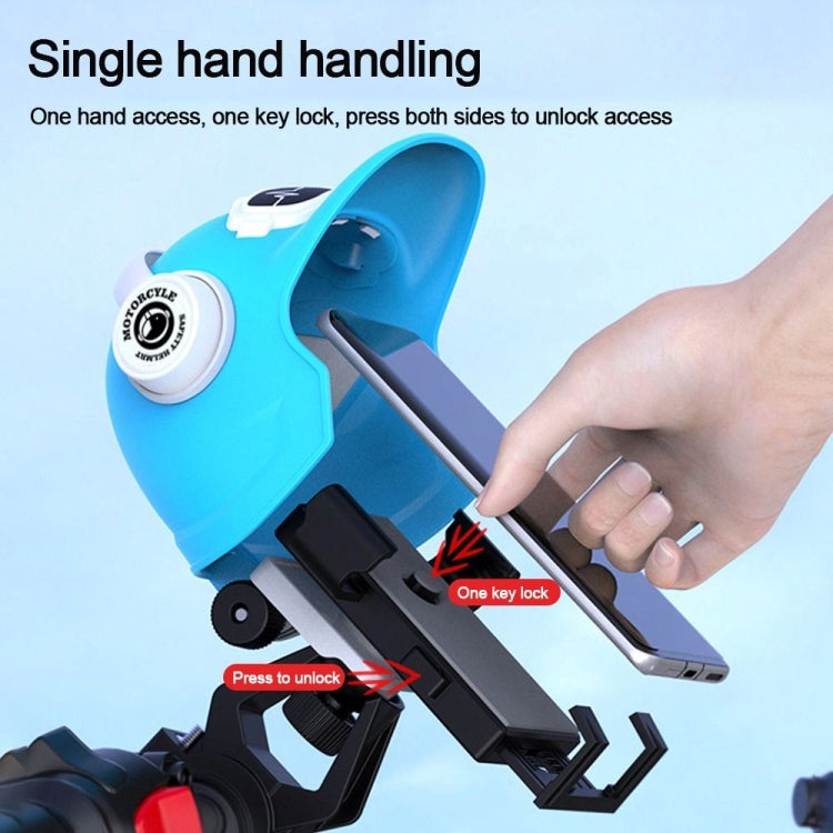 Small Helmet Sunscreen Phone Stand Bracket Motorcycle Mobile Phone Holder,Spec: Blue Helmet -  by buy2fix | Online Shopping UK | buy2fix