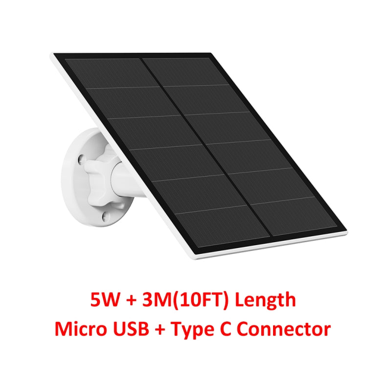 5W Monocrystalline Silicon Outdoor Camera Solar Panel Support USB&Type-C/USB-C Interface by buy2fix