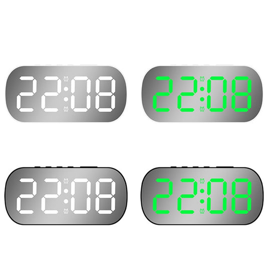 6637 LED Digital Display Temperature Electronic Clock Desktop Mirror Alarm Clock(Black Green Light) by buy2fix