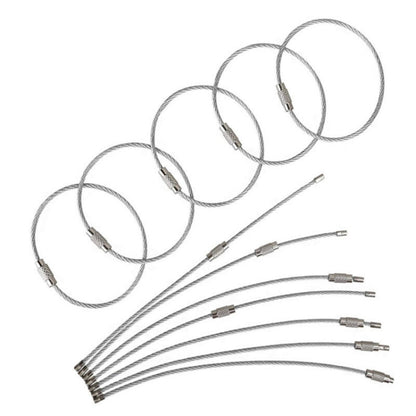 JJ11087 10pcs Stainless Steel Wire Ring Key Ring Wire Chain Key Chain by buy2fix