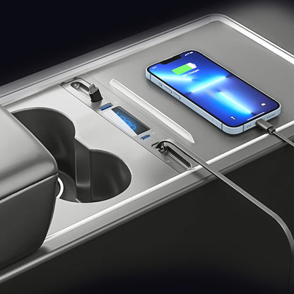 For Tesla Model 3 / Y 27W Quick Interior Charger Intelligent USB-C/Type-C Docking Station HUB by buy2fix