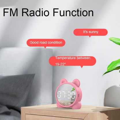 P1 Mini Card Mirror Clock Wireless Bluetooth Speaker with FM Radio(Light Green) - Mini Speaker by buy2fix | Online Shopping UK | buy2fix