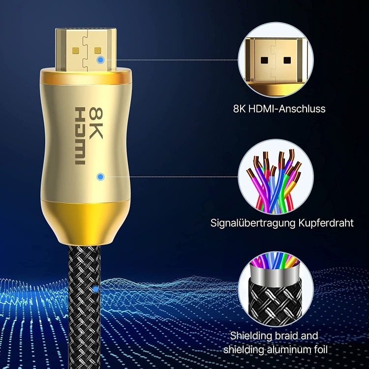 CO-HD801 2m HDMI 2.1 Version 8K 60Hz For PS4 Cable Projector Notebook Set-Top Box Cable(Gold) by buy2fix