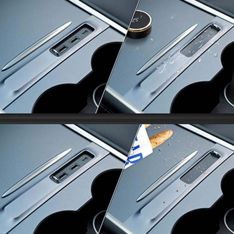 For Tesla Model 3/Y Car T09 Center Console 27W 3-in-1 USB Hub Docking Station(Gray Black) by buy2fix