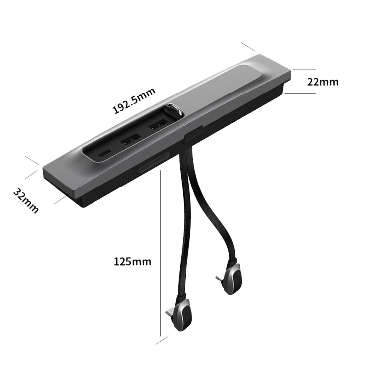 For Tesla Model 3/Y Car T09 Center Console 27W 3-in-1 USB Hub Docking Station(Gray Black) by buy2fix