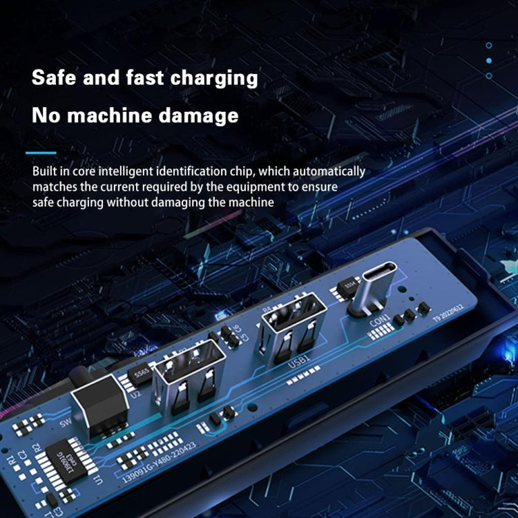 For Tesla Model 3/Y Car T09 Center Console 27W 3-in-1 USB Hub Docking Station(Gray Black) by buy2fix