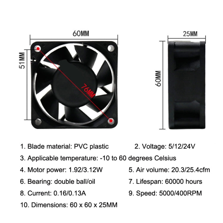 XIN RUI FENG 24V Oil Bearing 6cm Quiet DC Cooling Fan -  by XIN RUI FENG | Online Shopping UK | buy2fix