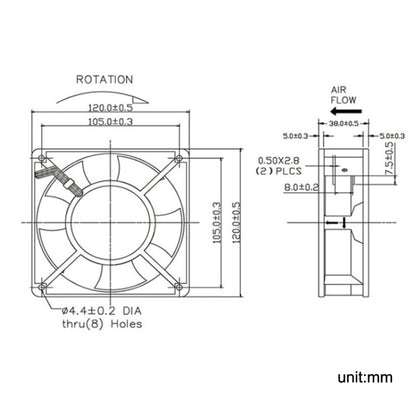 XIN RUI FENG XRF12038HASL 220V Oil Bearing 12cm Cooling Fan by XIN RUI FENG