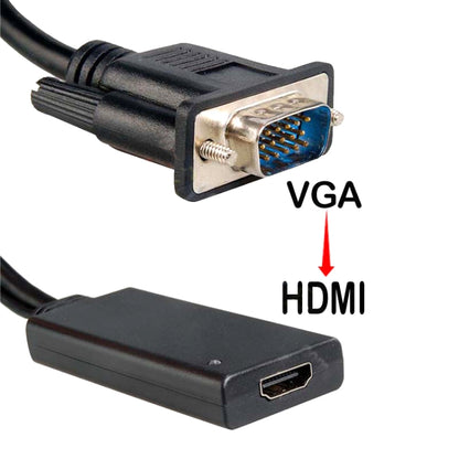 HD55Y VGA To HDMI Adapter Cable VGA+USB To HD 1080P Converter With Power Supply(Black) by buy2fix
