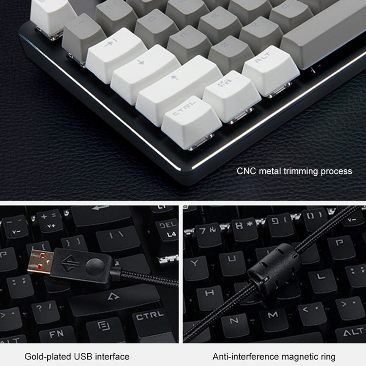 Ajazz AK35I 110 Keys White Light Backlight PBT Keycap Wired Mechanical Keyboard Tea Shaft (Gray White) - Wired Keyboard by Ajazz | Online Shopping UK | buy2fix