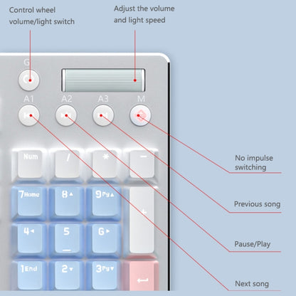 Ajazz AK35I 110 Keys White Light Backlight PBT Keycap Wired Mechanical Keyboard Tea Shaft (Blue White) - Wired Keyboard by Ajazz | Online Shopping UK | buy2fix