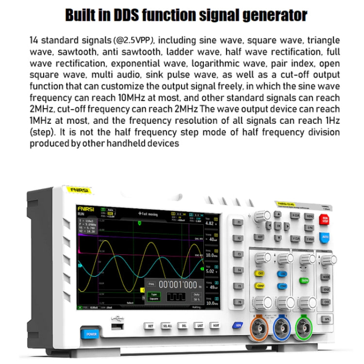 FNIRSI 1014D +P4100 Probe 2 in 1 Dual-channel 100M Bandwidth Digital Oscilloscope 1GS Sampling Signal Generator, US Plug -  by FNIRSI | Online Shopping UK | buy2fix