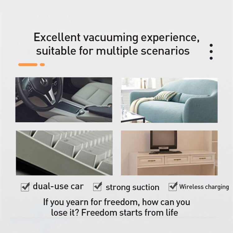 Small Wireless Charging Car Vacuum Cleaner Handheld High Power Vacuum Cleaner, Sort by color: 117CD-White by buy2fix