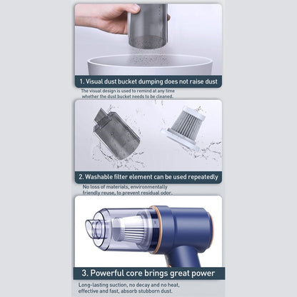Small Wireless Charging Car Vacuum Cleaner Handheld High Power Vacuum Cleaner, Sort by color: 117CD-White by buy2fix