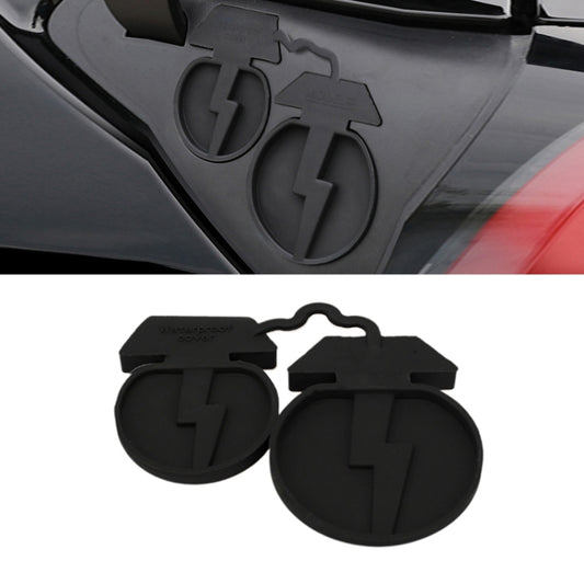 For Tesla Model3/Y 2pcs Charging Port Silicone Dustproof Waterproof Cover, Color: Conjoined Black by buy2fix