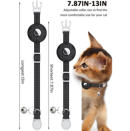 For AirTag Tracker Silicone Case Reflective Pet Cat Collar With Bell(Black) -  by buy2fix | Online Shopping UK | buy2fix